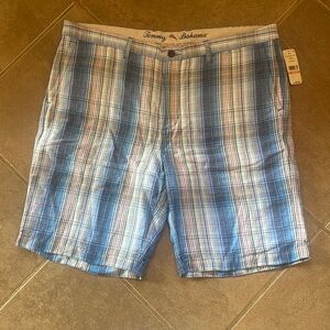 NEW Tommy Bahama Plaid Linen Lounge Shorts! Size 40